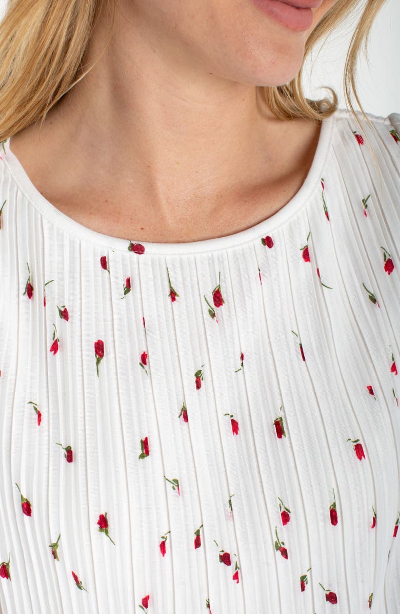 Liverpool Los Angeles Pleated Flutter Sleeve Top, Alternate, color, White/ Red Floral