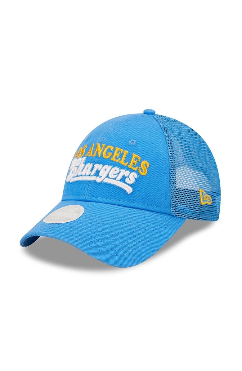 New Era Women's New Era   Powder Blue Los Angeles Chargers Team Trucker 9FORTY Snapback Hat, Main, color, 
