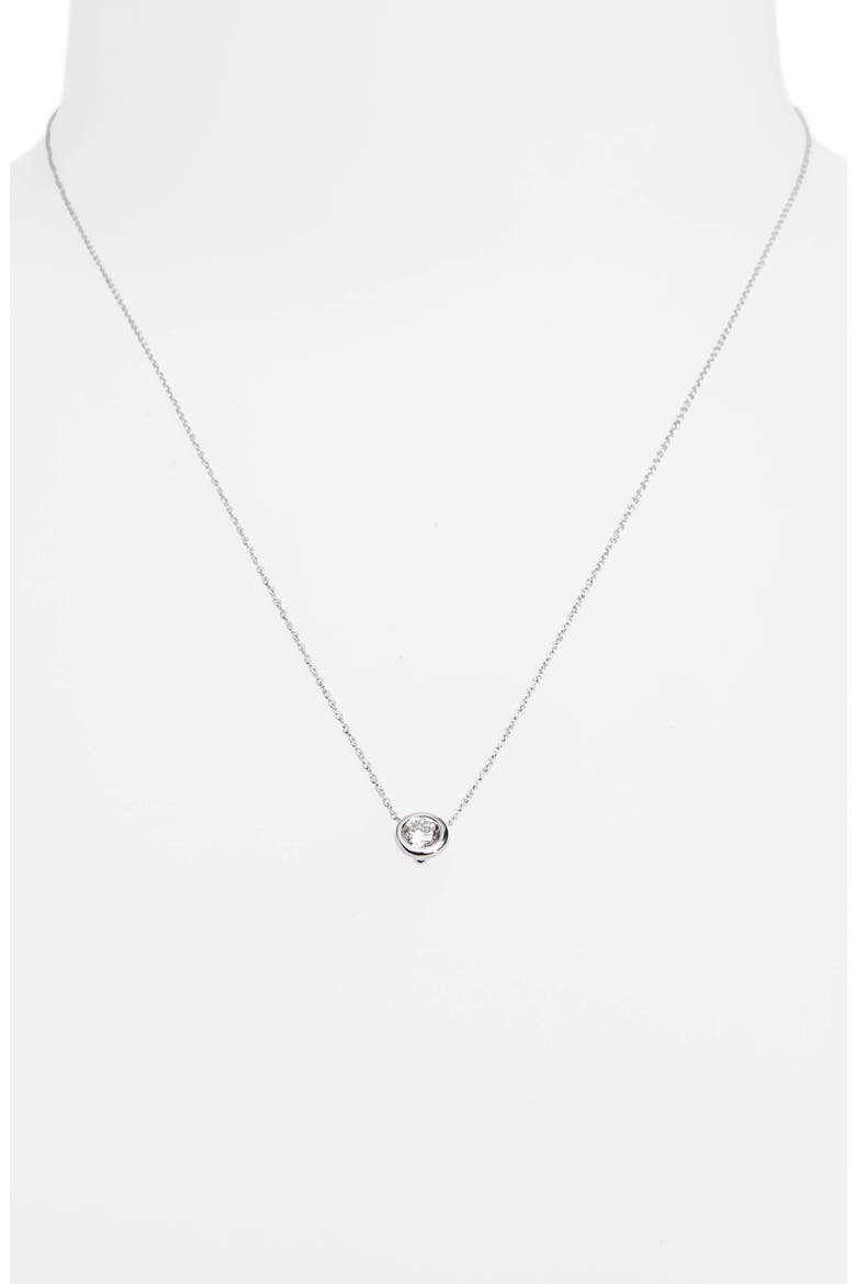 Diamond Bezel Necklace, Alternate, color, WHITE GOLD