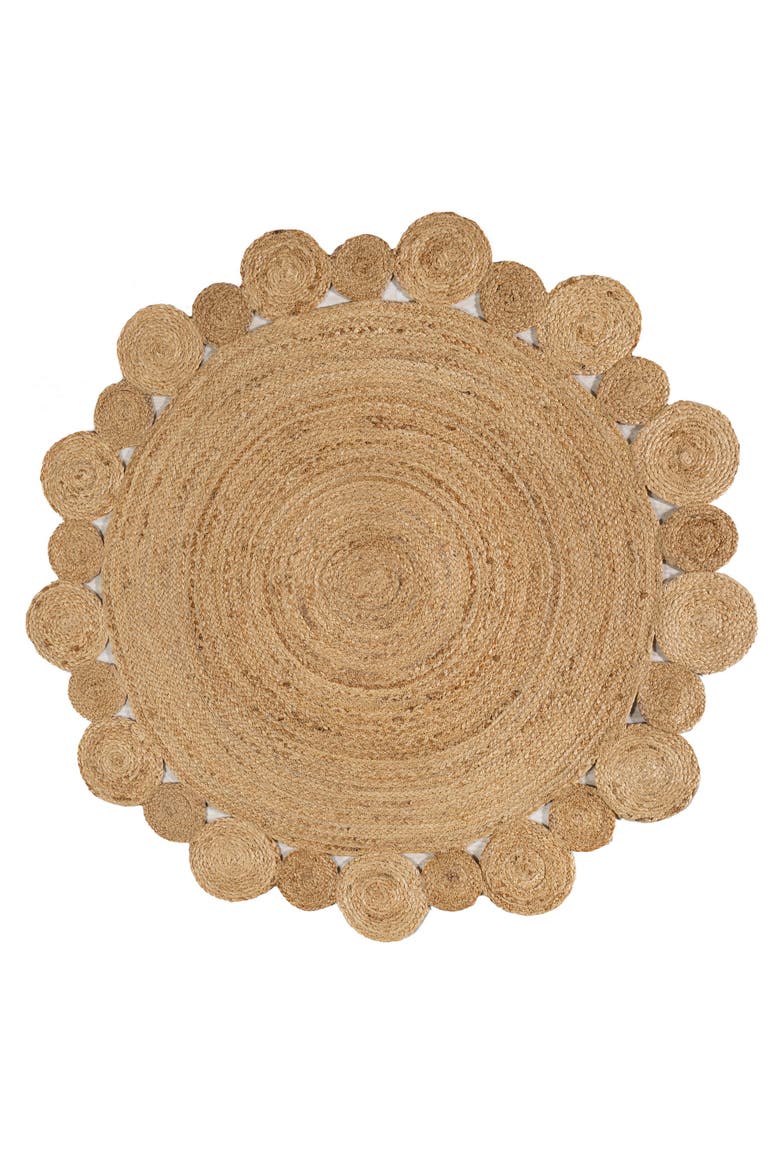 Eden Round Natural Jute hippie Circle Natural Round Area Rug, Main, color, Natural