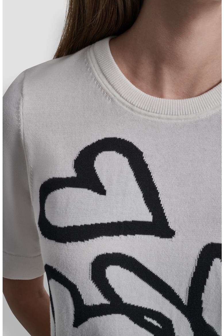 Graffiti Hearts Cotton Sweater, Alternate, color, IVORY/BLACK