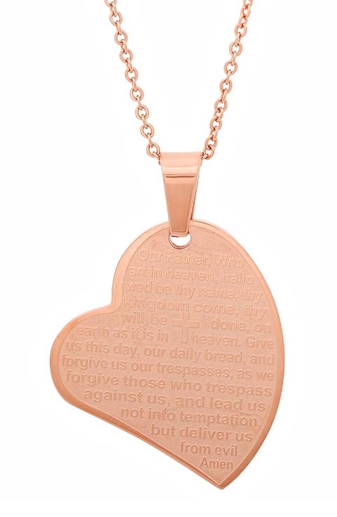 Lord's Prayer Heart Pendant Necklace