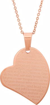 STEELTIME Lord's Prayer Heart Pendant Necklace