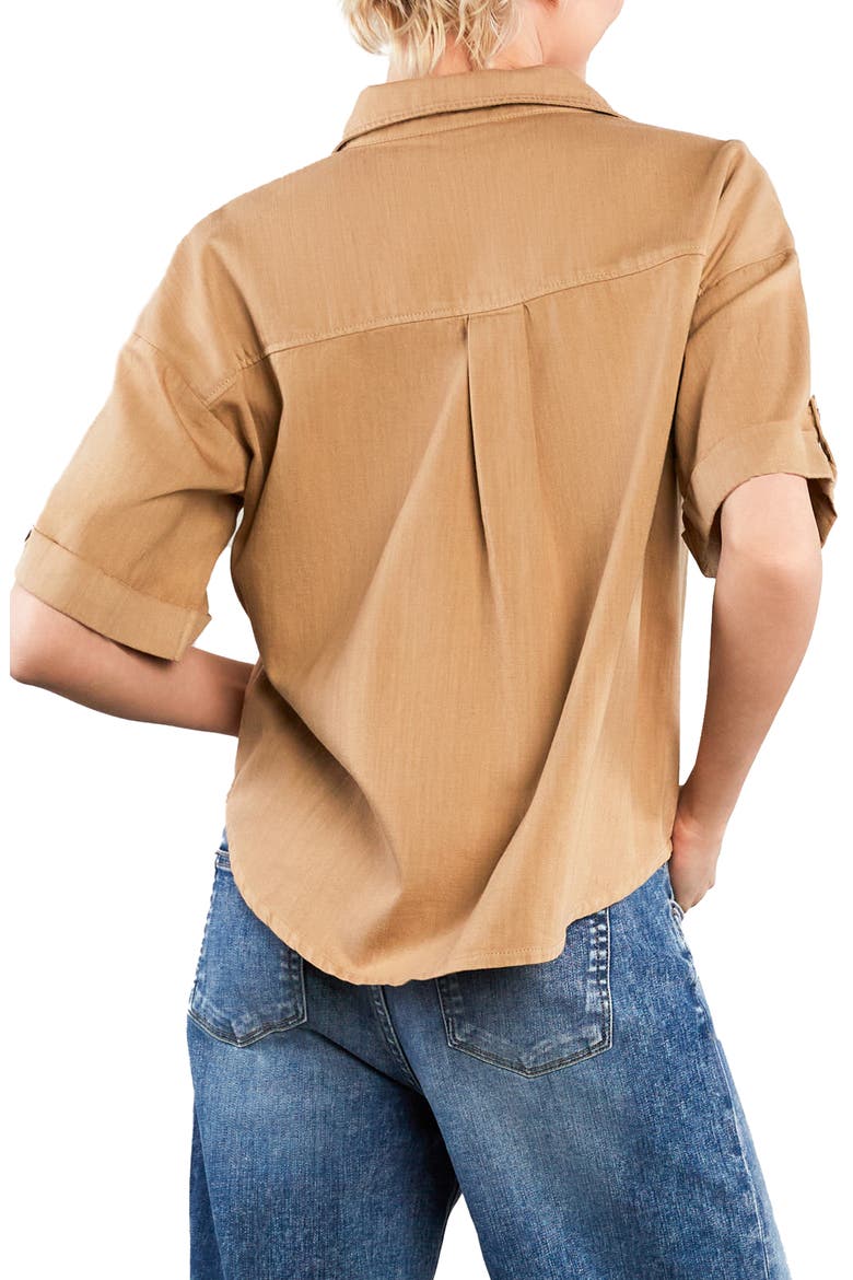 Emma Boxy Roll Tab Shirt, Alternate, color, TOFFEE