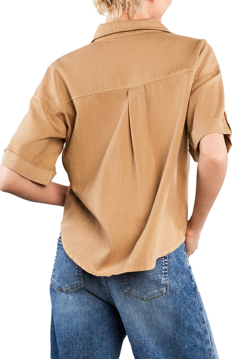 HINT OF BLU Emma Boxy Roll Tab Shirt, Alternate, color, Toffee
