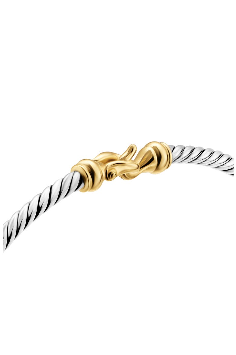Micro Cable Flex® Buckle Bracelet in Sterling Silver with 14K Yellow Gold, 2.6mm, Alternate, color, SILVER