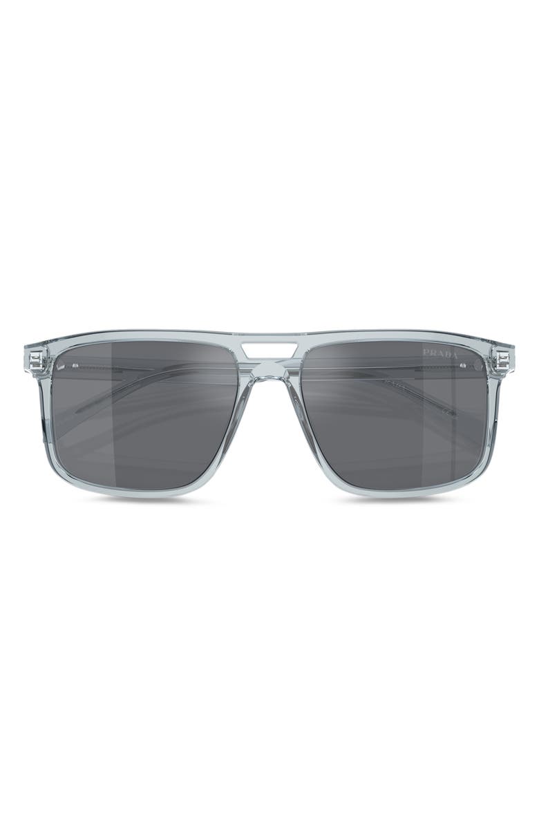 Prada 58mm Rectangular Sunglasses, Main, color, Grey