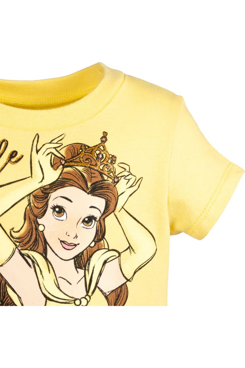 Princess Glitter Short Sleeve Dress, Alternate, color, Belle Bright Yellow
