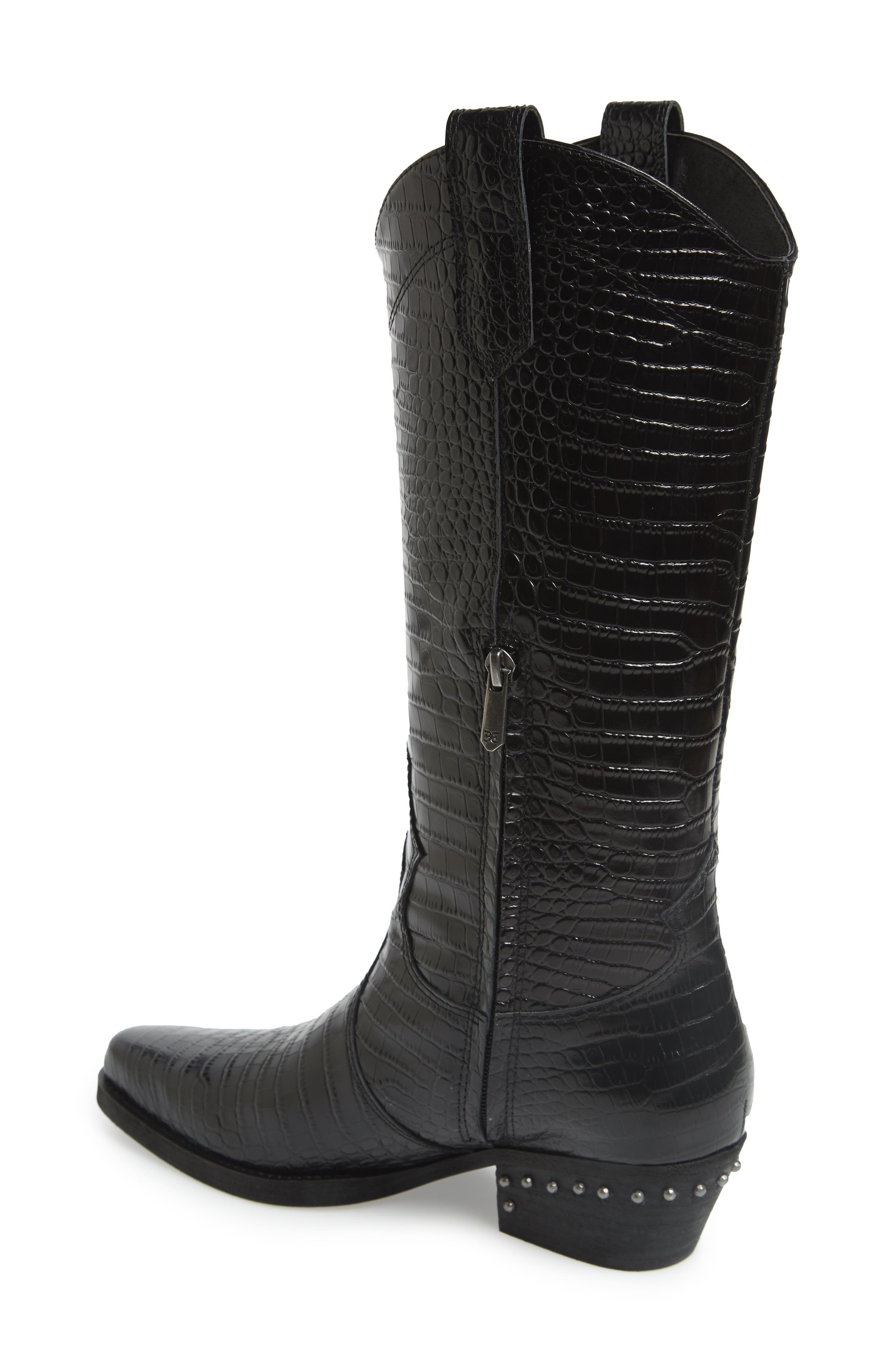 Sam Edelman Oakland Croc Embossed Western Boot, Alternate, color, 