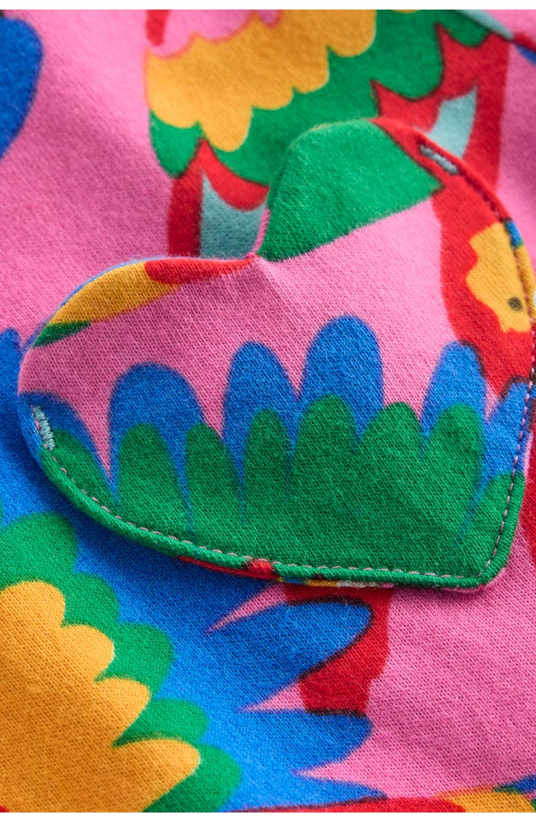 Mini Boden Kids' Parrot Print Cotton Jersey Dress, Alternate, color, Multi Rainbow Parrot