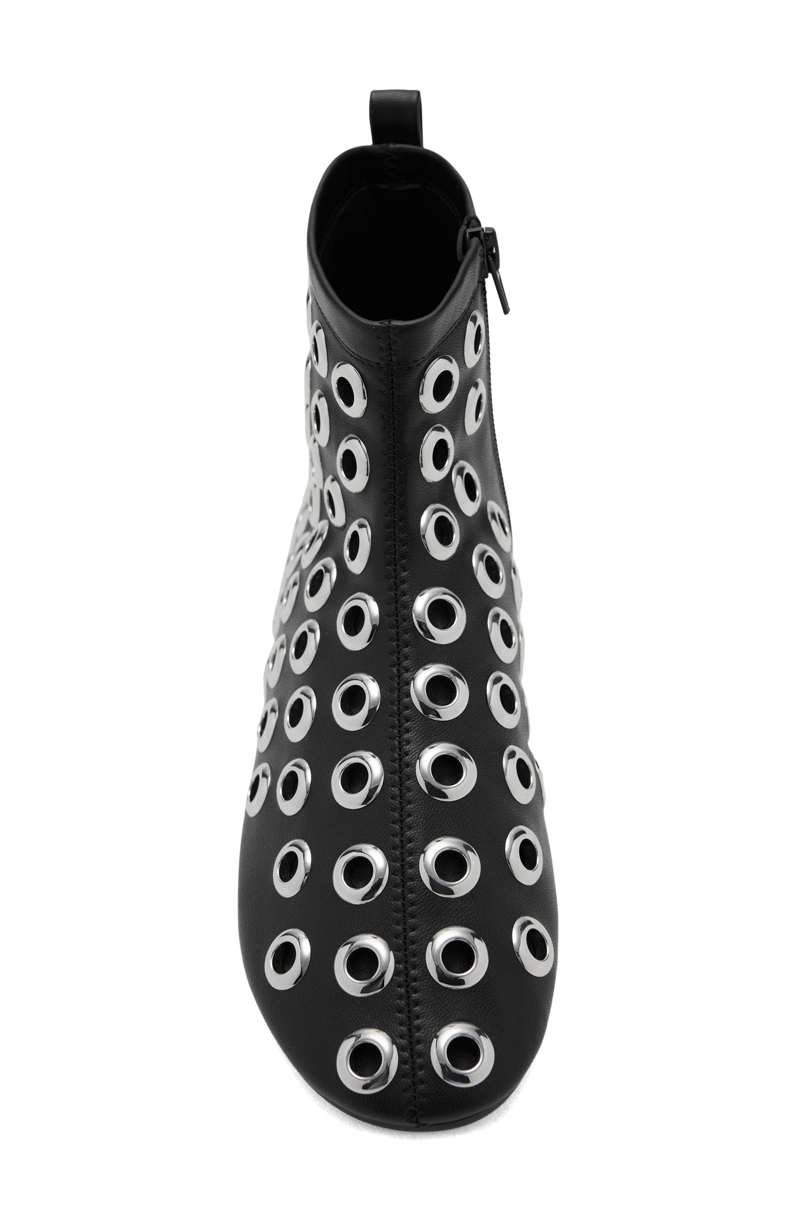 MANGO Faux Leather Ankle Boot with Eyelets, Alternate, color, Black