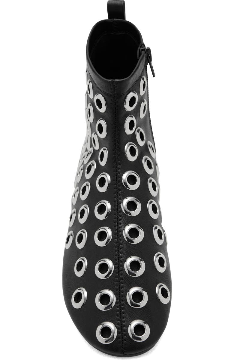 MANGO Faux Leather Ankle Boot with Eyelets, Alternate, color, Black