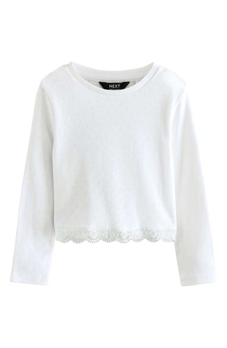 NEXT Kids' Scalloped Hem T-Shirt, Main, color, White
