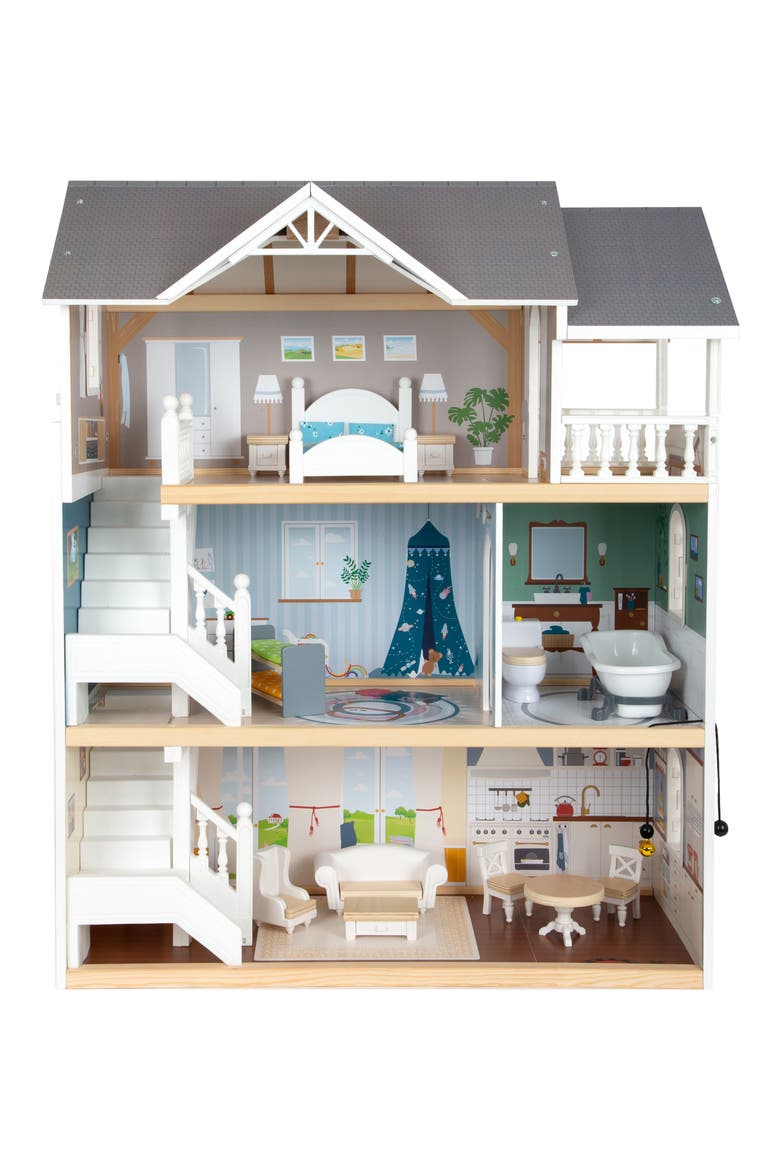 Iconic 3-Story Wooden Dollhouse Set, Main, color, MULTI