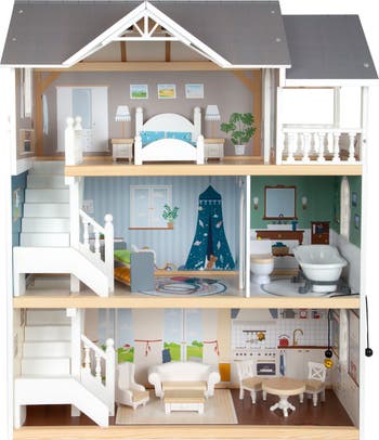 SMALL FOOT Iconic 3 Story Wooden Dollhouse Set Nordstrom