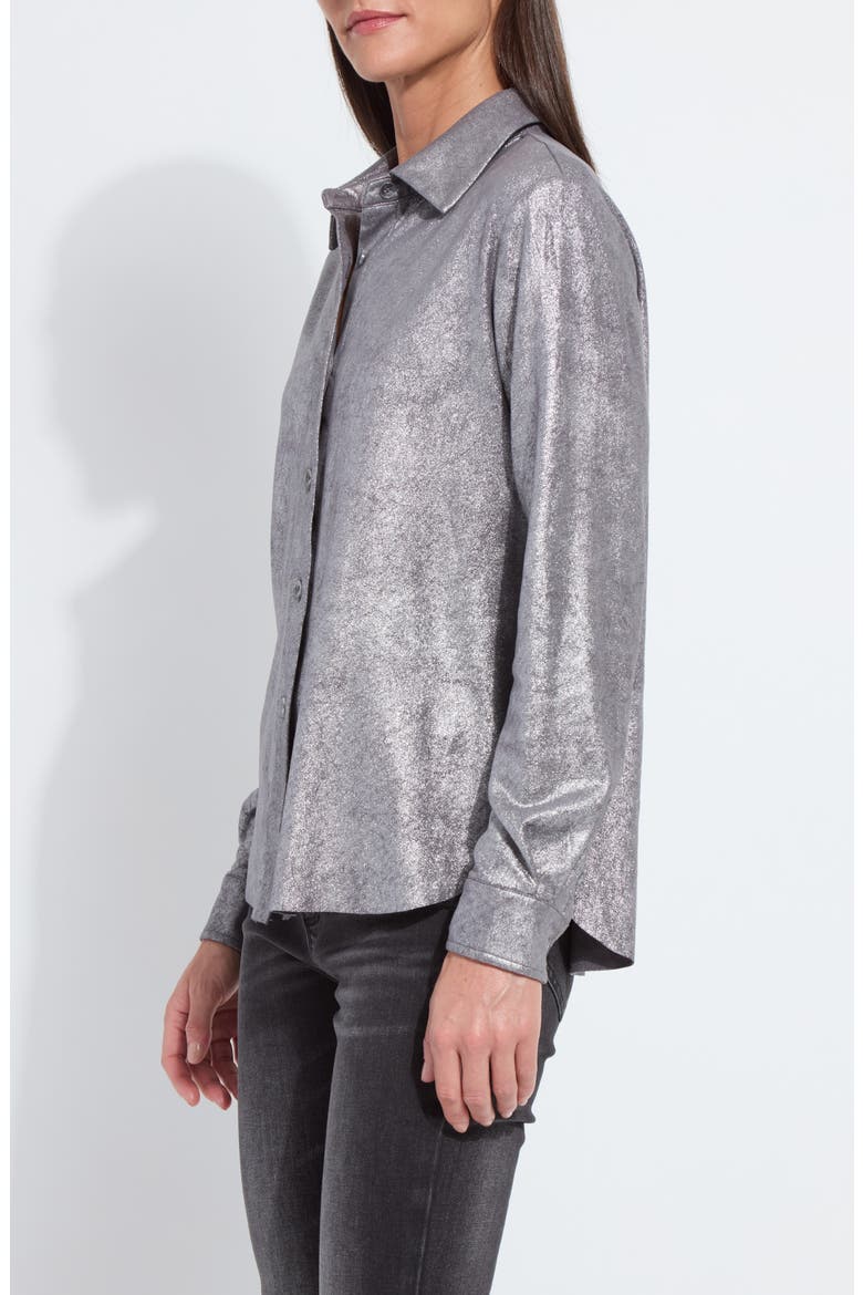 Metallic Faux Suede Shacket, Alternate, color, DISTRESS METALIC SILVER