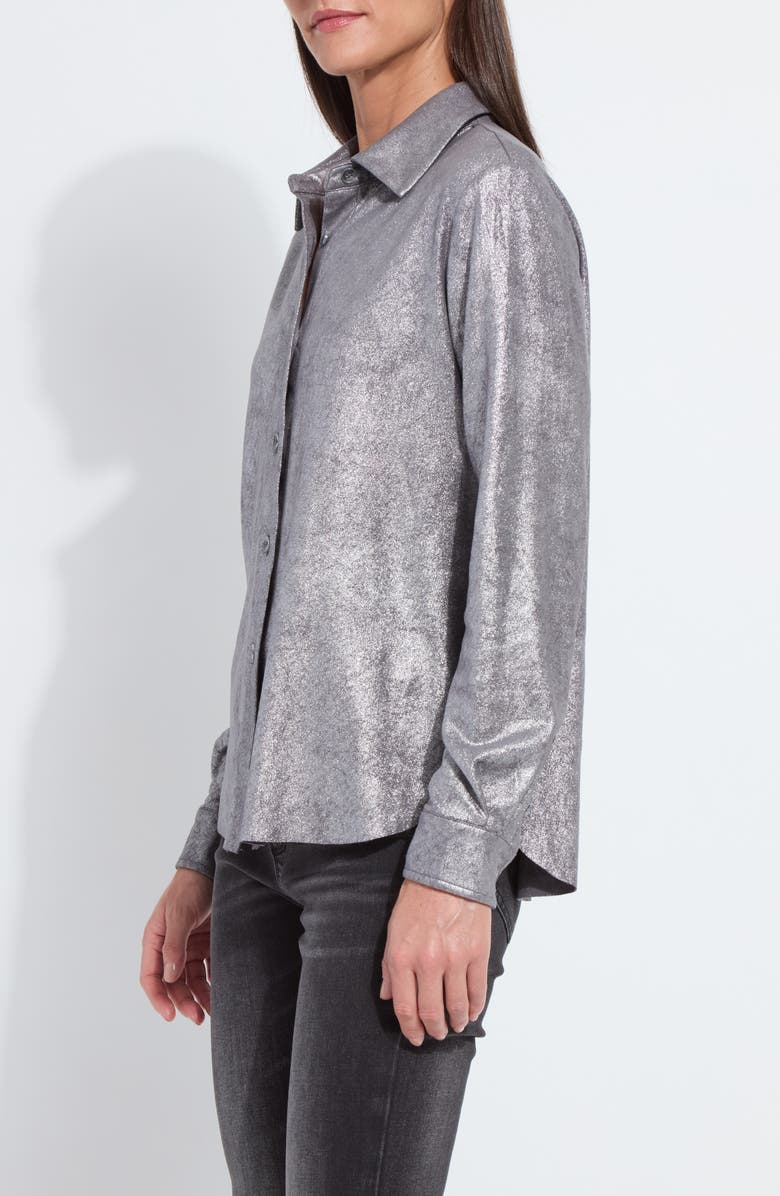 Lysse Metallic Faux Suede Shacket, Alternate, color, Distress Metalic Silver