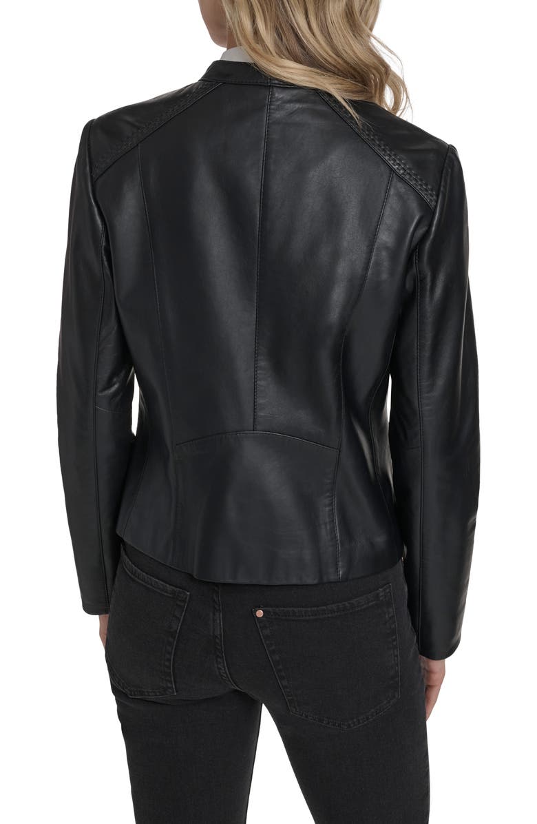 Cole Haan Signature Band Collar Racer Jacket, Alternate, color, Black