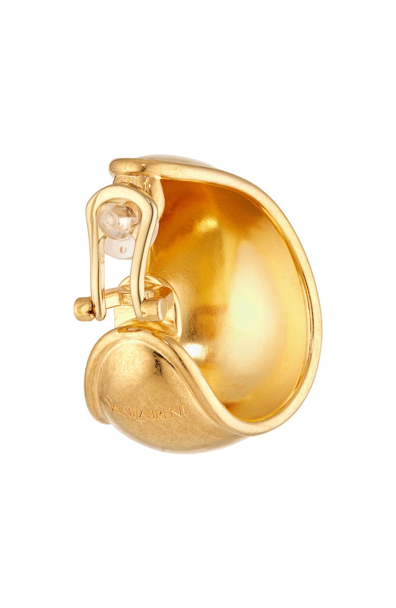Saint Laurent Gradient Bumpy Hoop Earrings, Alternate, color, Brass Gold