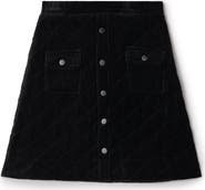 Charlotte & George Front Snaps Quilted Velour Skirt