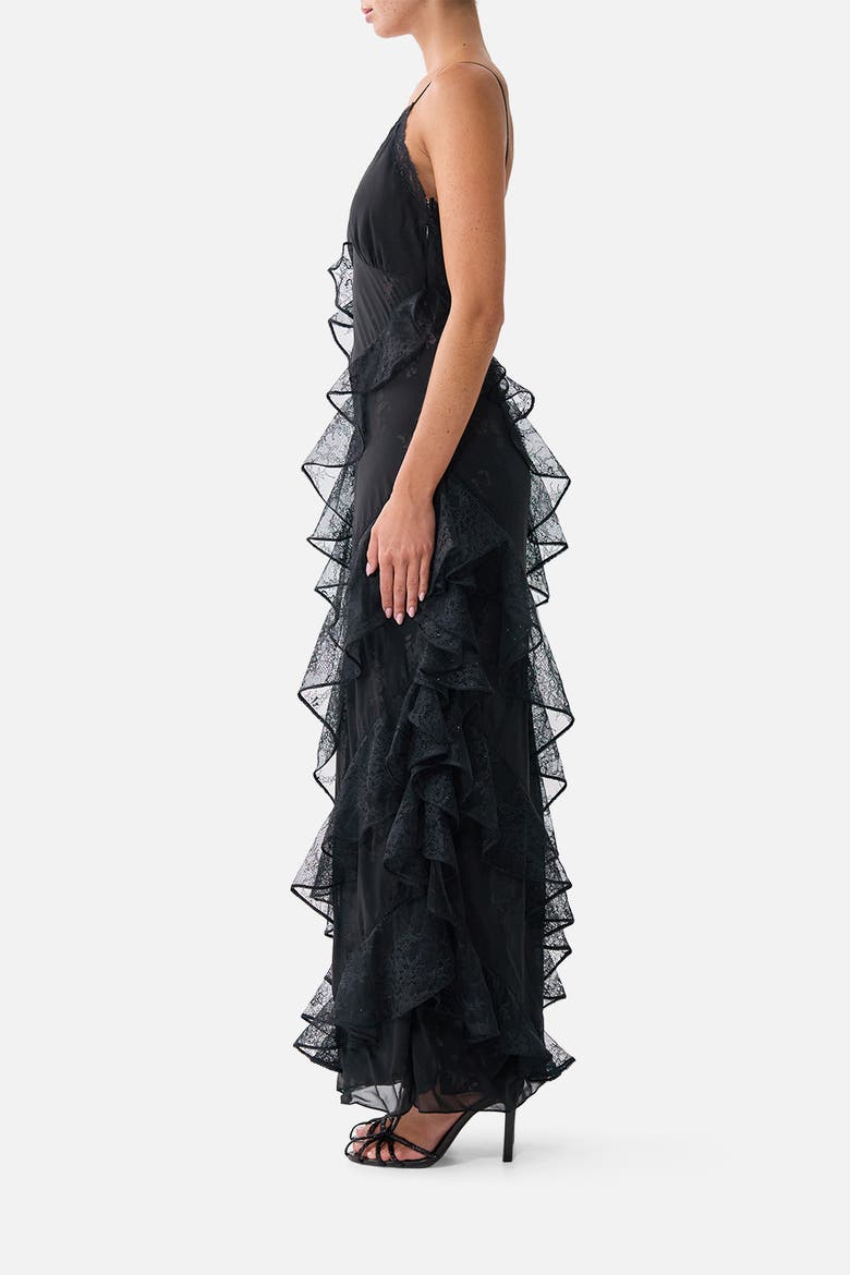 Asymmetrical Ruffle Slip Dress, Alternate, color, Night Garden
