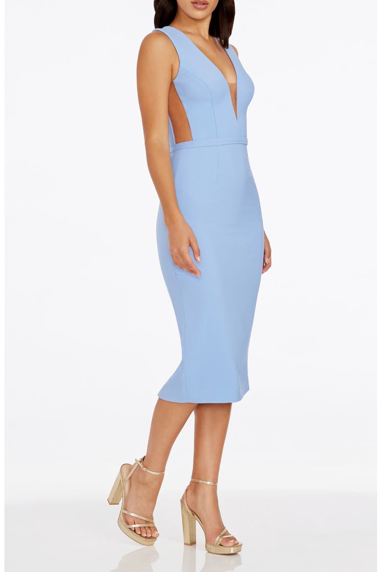 Ivana Illusion Neck Sheath Cocktail Dress, Alternate, color, SKY
