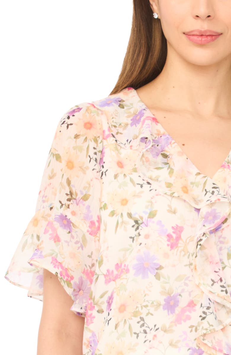 CeCe Floral Print Ruffle Top, Alternate, color, 