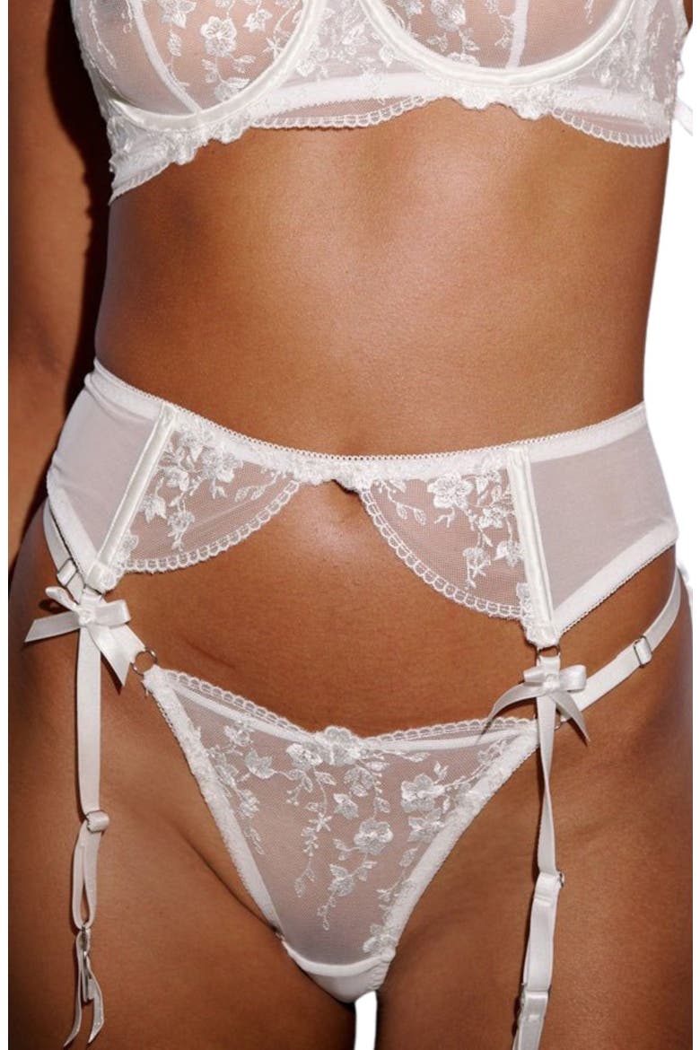 Sofia Lace Inset Garter Belt, Main, color, WHITE