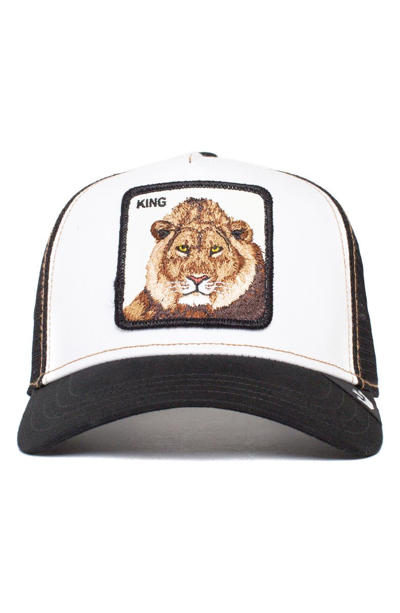 Goorin Bros. The King Lion Trucker Hat, Alternate, color, Black