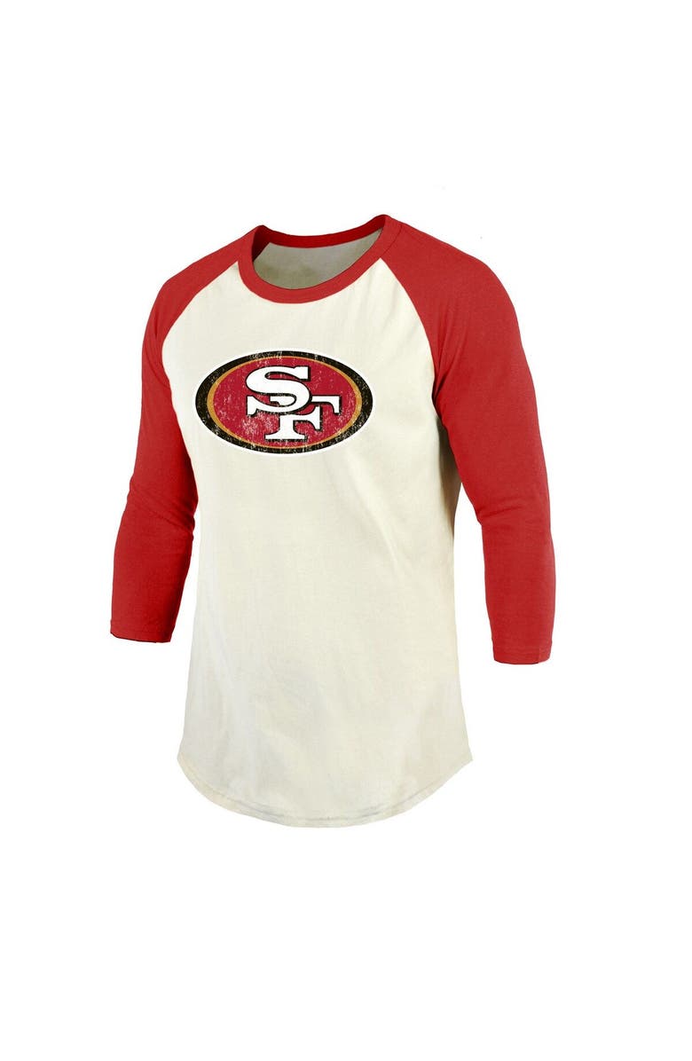 Majestic Threads Men's Majestic Threads Deebo Samuel Cream/Scarlet San Francisco 49ers Vintage Player Name & Number 3/4-Sleeve Fitted T-Shirt, Alternate, color, 