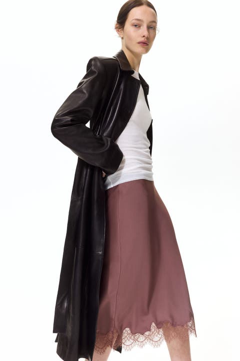 Lace-trimmed slip skirt