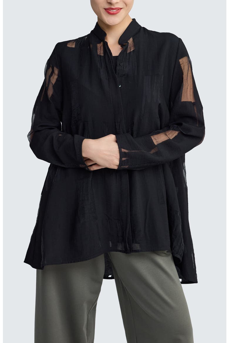 Ondine Sheer Jacquard Shirt, Main, color, Black