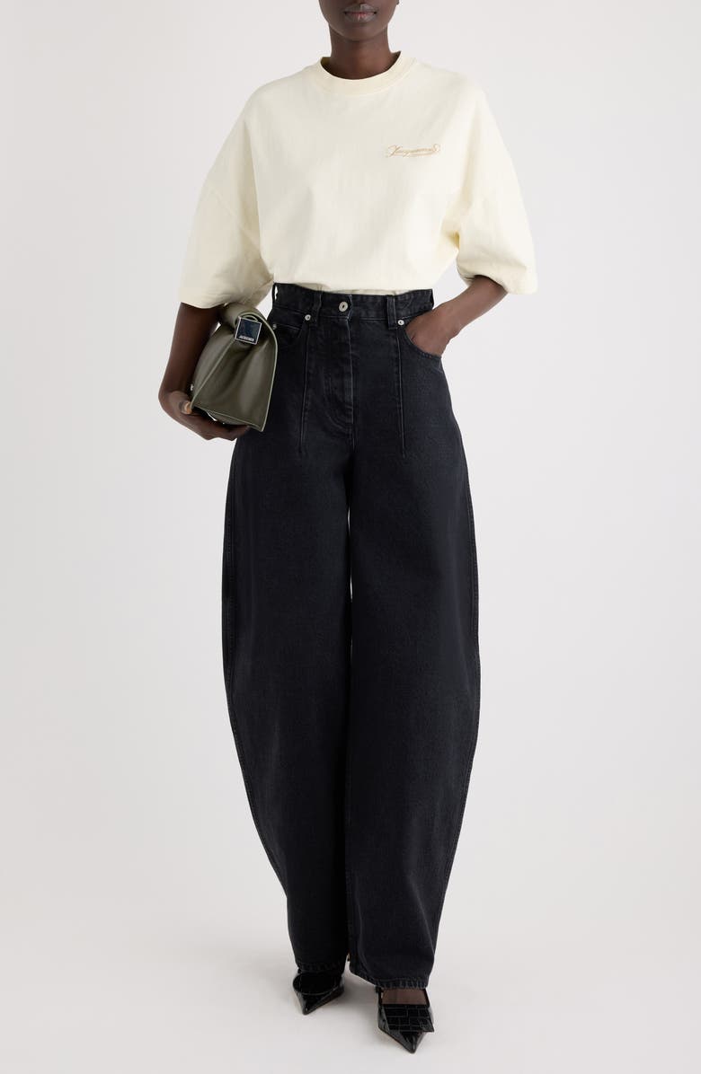 Jacquemus Le T-Shirt Corto Logo Embroidered T-Shirt, Alternate, color, Uni Club Beige