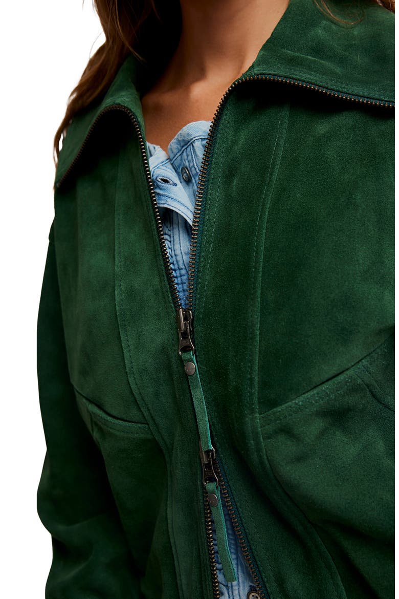 Desert Moon Suede Bomber Jacket, Alternate, color, GREEN GROVE