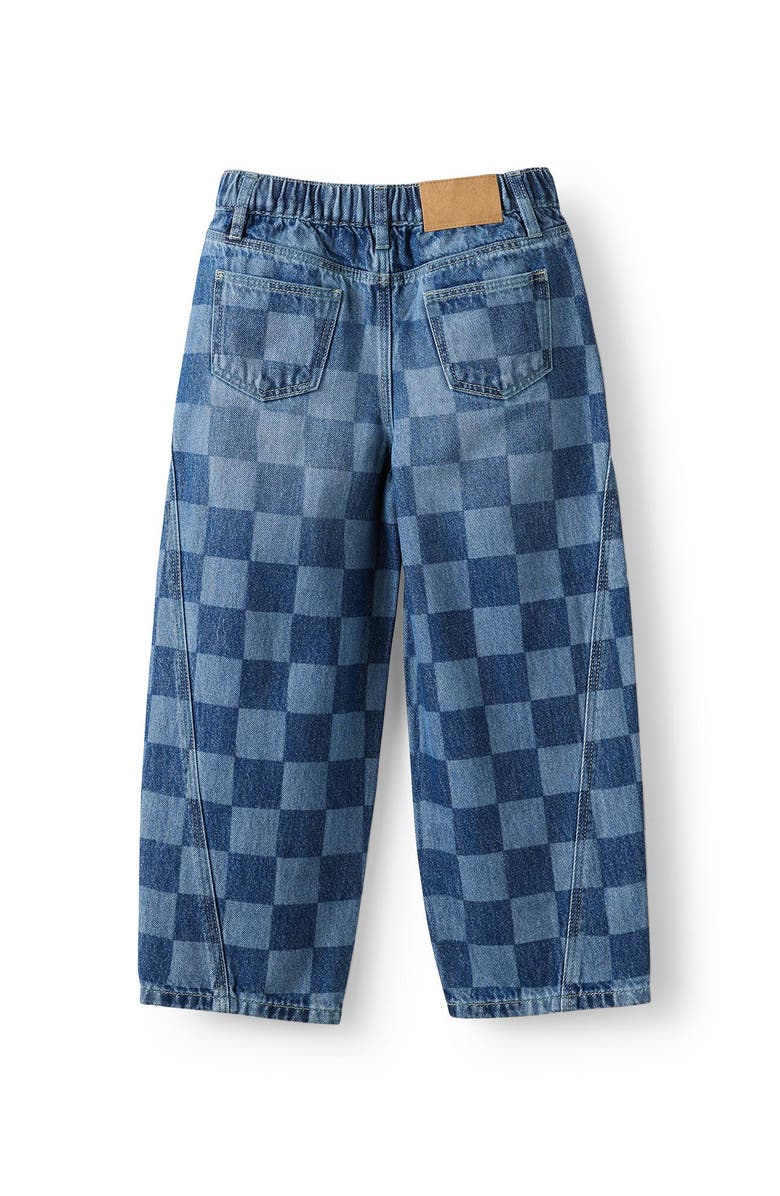 Cotton On Kids Kid's Unisex Super Barrel Leg Denim Jean, Alternate, color, Portsea Dark Blue Check