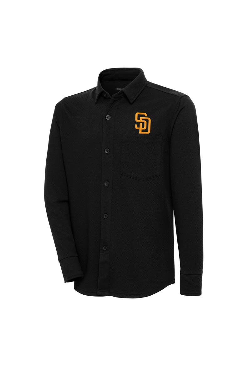 Men's Antigua  Black San Diego Padres Steamer Button-Up Shacket, Main, color, Black