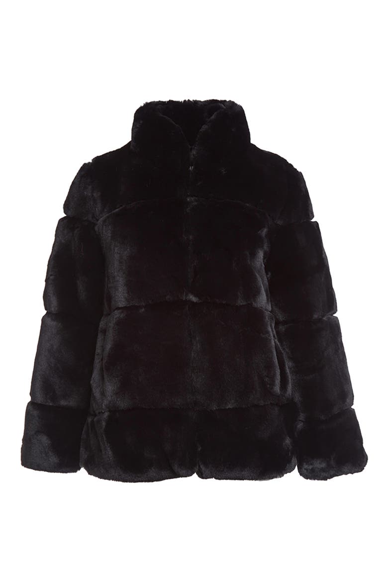 Skylar Recycled Faux Fur Jacket, Alternate, color, NOIR