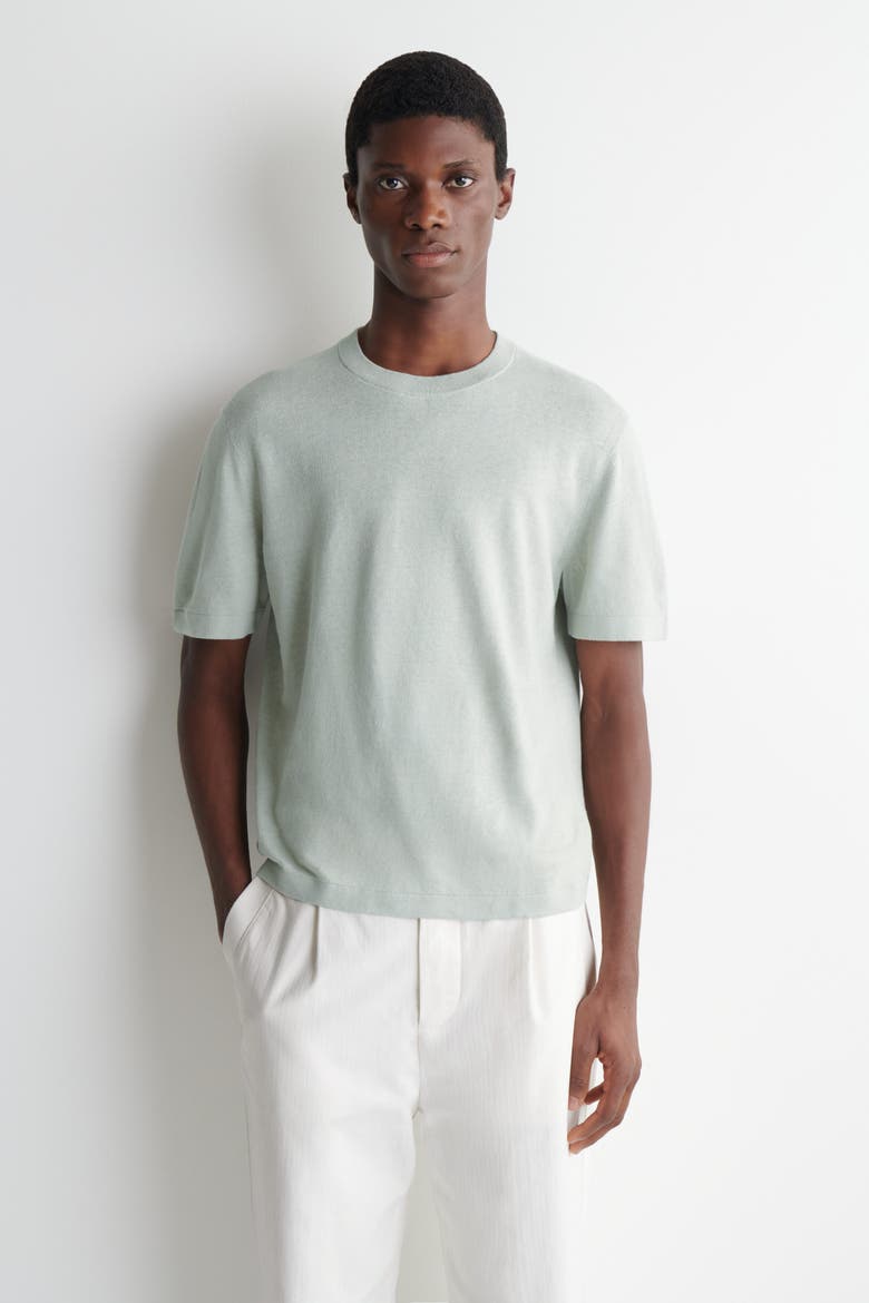 Knitted Linen T-shirt, Main, color, LIGHT GREEN