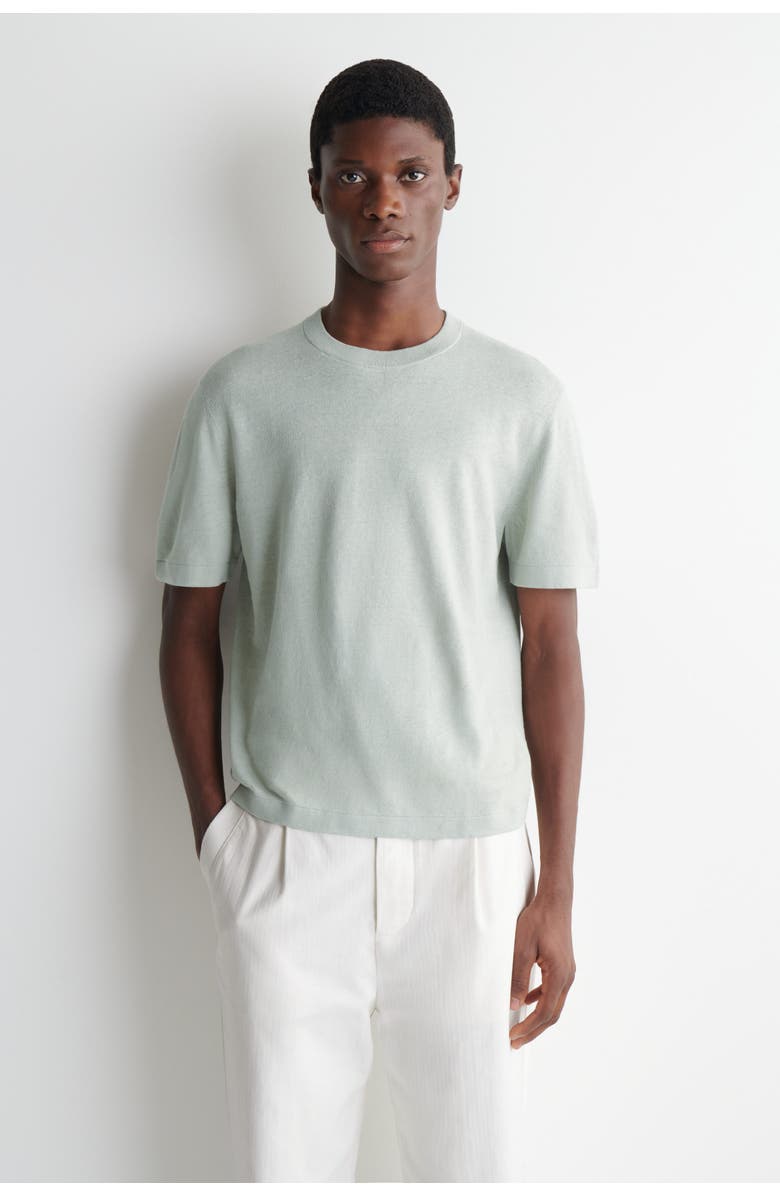 COS Knitted Linen T-shirt, Main, color, Light Blue