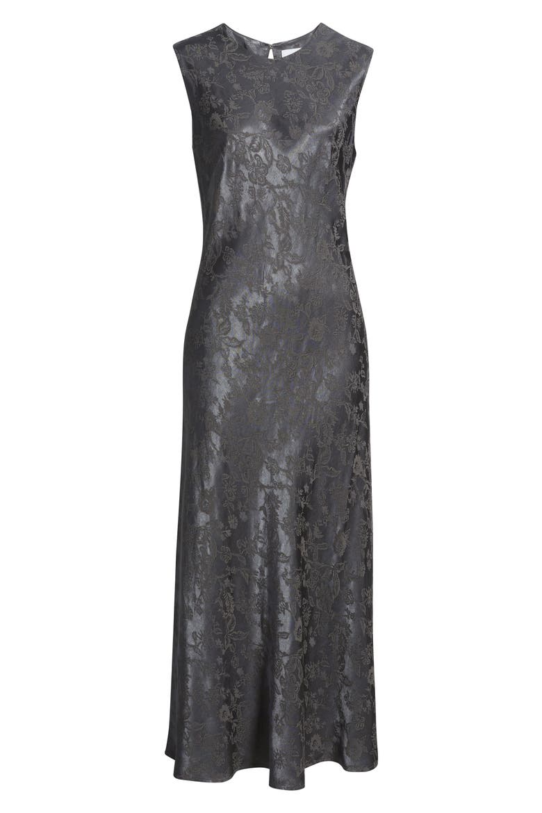 Textured Floral Damask Maxi Dress, Alternate, color, GREY