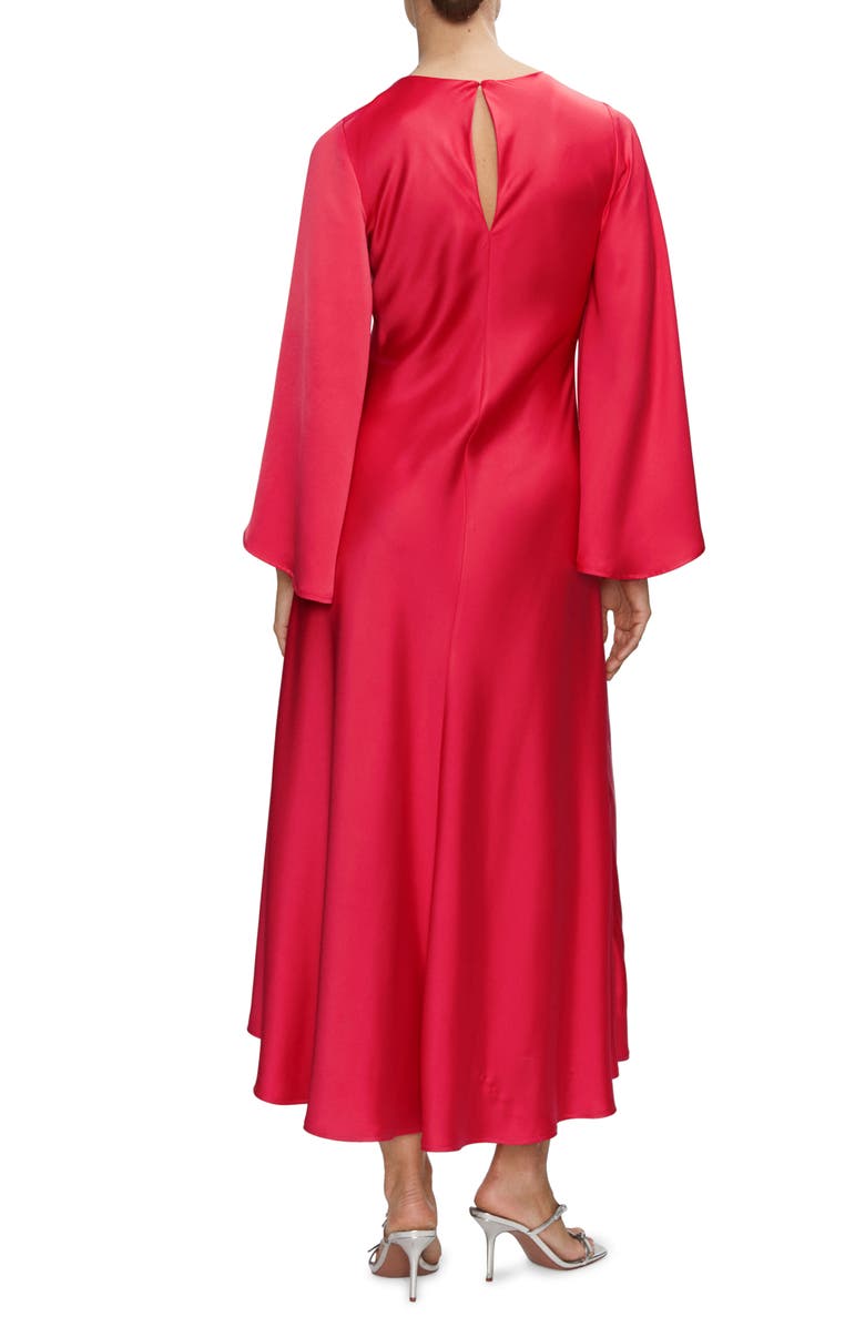 MANGO Bell Sleeve Satin Midi Dress, Alternate, color, 
