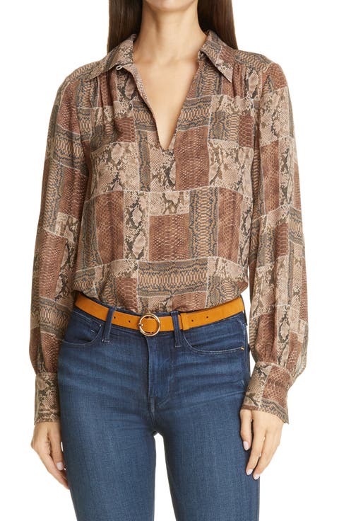 Willa Snake Print Silk Blouse