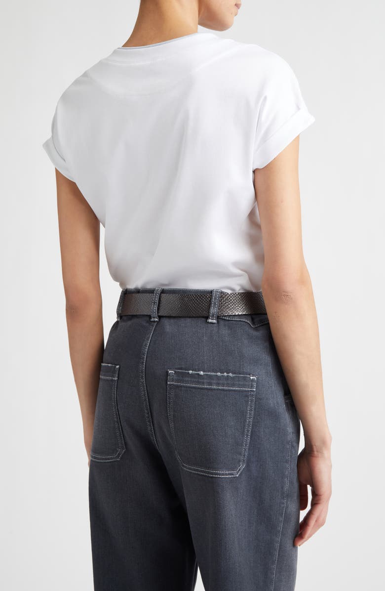 Eleventy Layered Crewneck Cotton T-Shirt, Alternate, color, White/Sky Blue