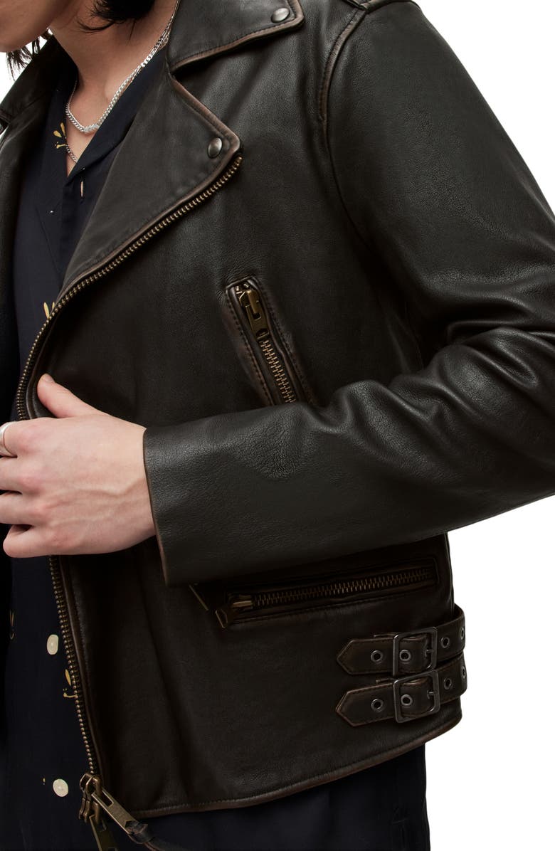 AllSaints Luca Leather Biker Jacket, Alternate, color, 