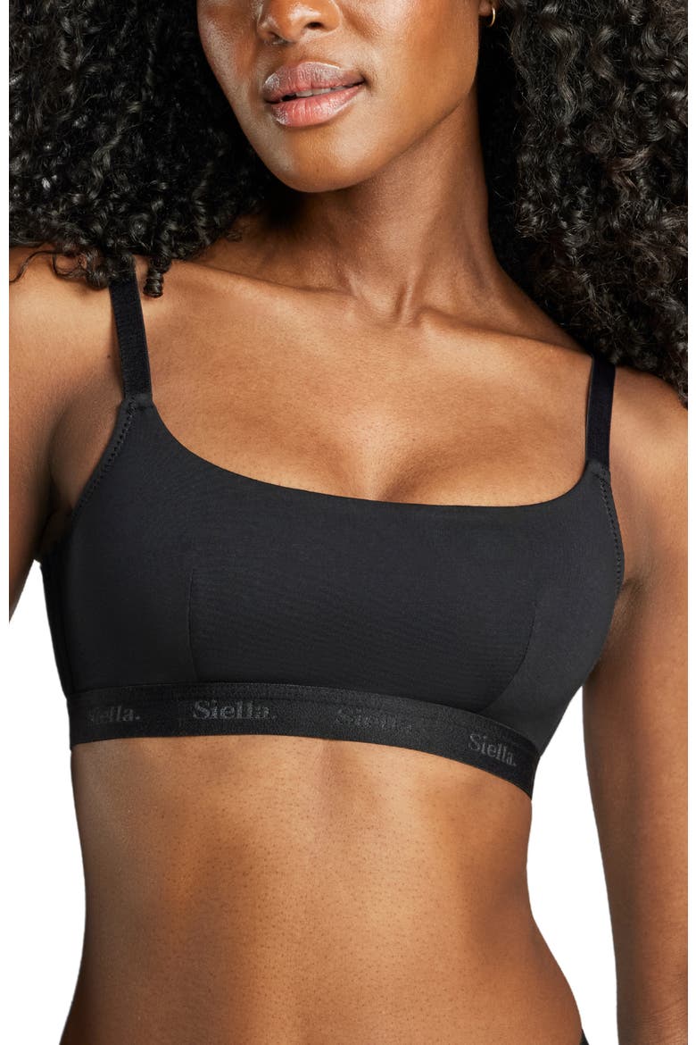 Organic Cotton Scoop Neck Bra, Main, color, Black