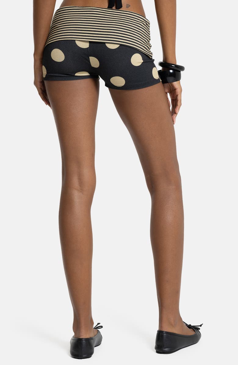 JADED LONDON Mixed Print Foldover Waist Shorts, Alternate, color, Black