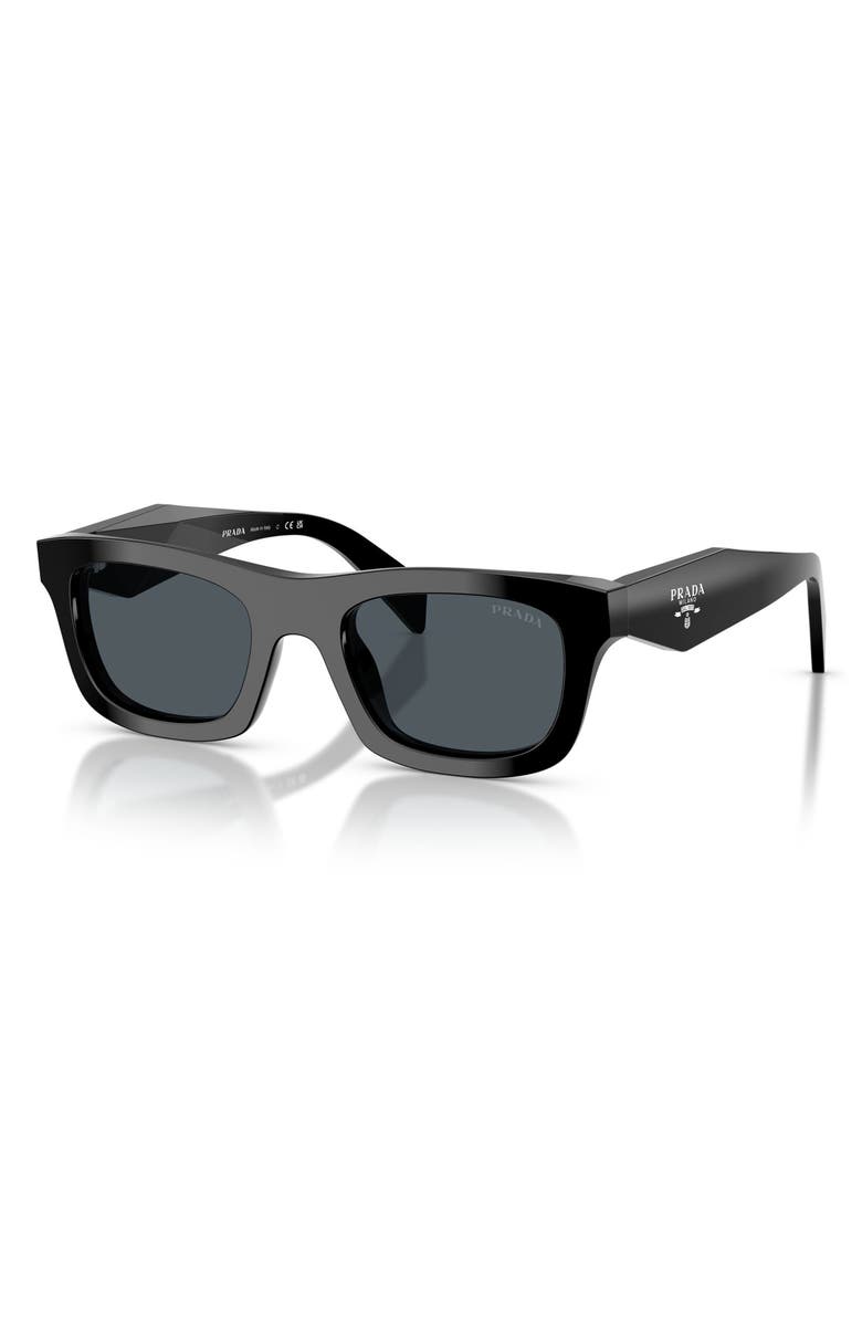 Prada 50mm Pillow Sunglasses, Alternate, color, Black / Dark Grey