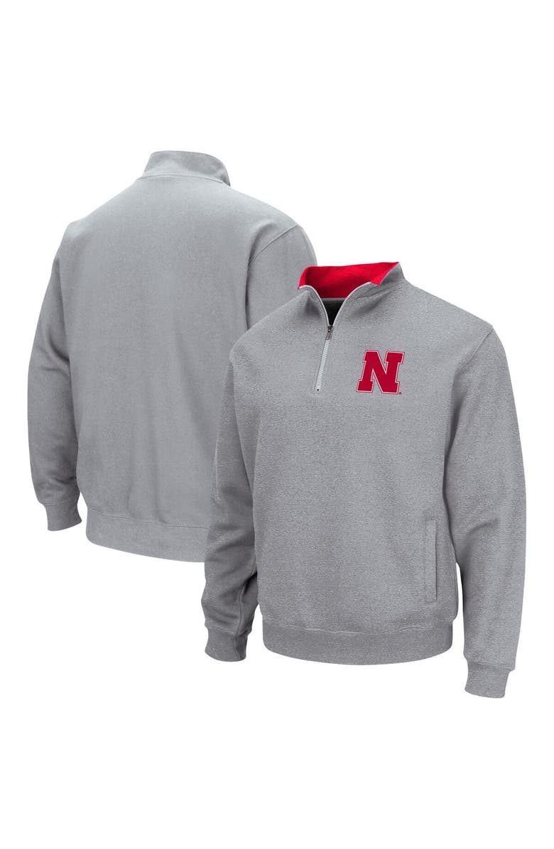 COLOSSEUM Men's Colosseum Heathered Gray Nebraska Huskers Tortugas Team Logo Quarter-Zip Jacket, Main, color, Heather Gray