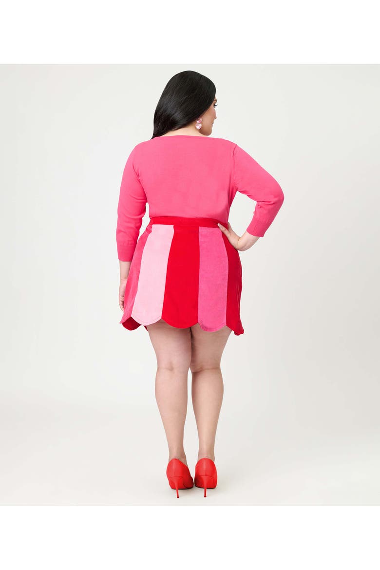 Plus Size Scallop Hem Corduroy Mini Skirt, Alternate, color, Red & Pink Stripe