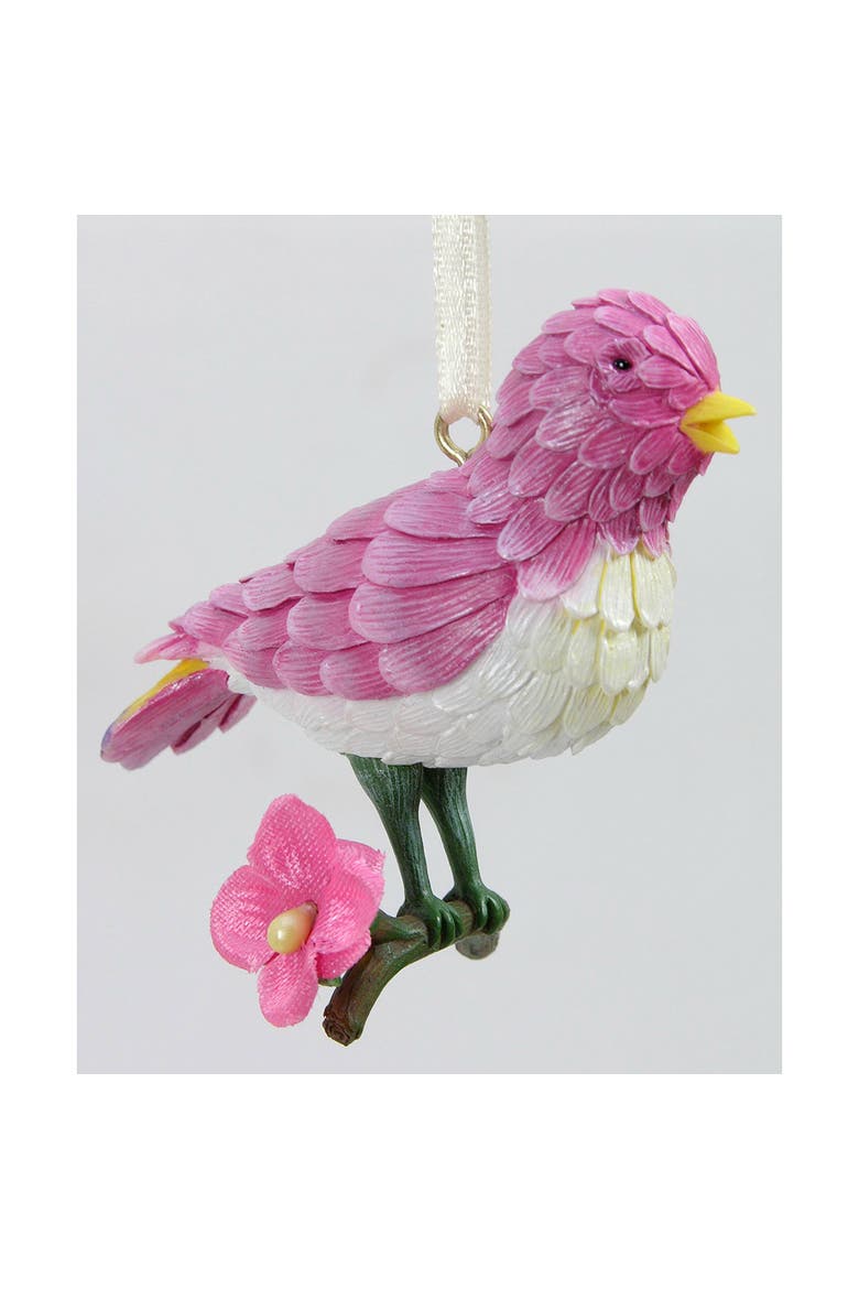Flower Bird Christmas Tree Ornament, Main, color, Pink